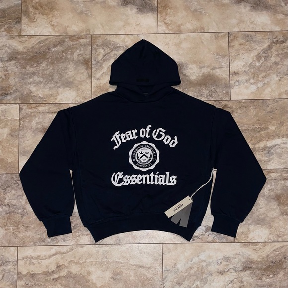 Fear of God Essentials Heavy Fleece Vintage Shrunken Hoodie Black Size Small